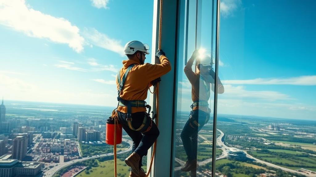 Commercial Window Cleaner at work — Images and Photos created by jobs-rank.com