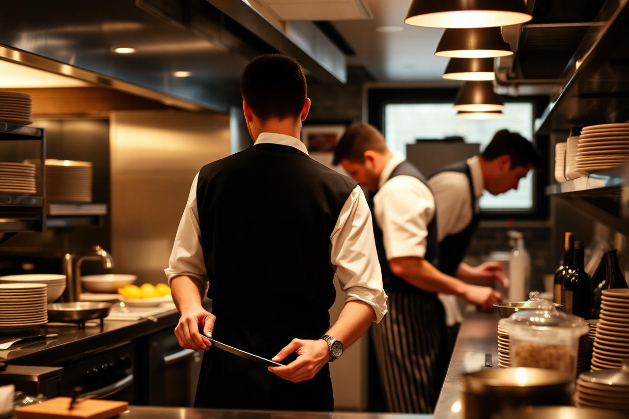 Restaurant Waiter at work — Images and Photos created by jobs-rank.com